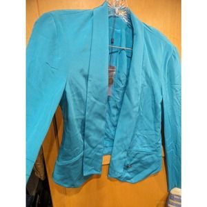 rebecca minkoff womens 100% silk blazer‎ extra small blue lightweight dressy s18